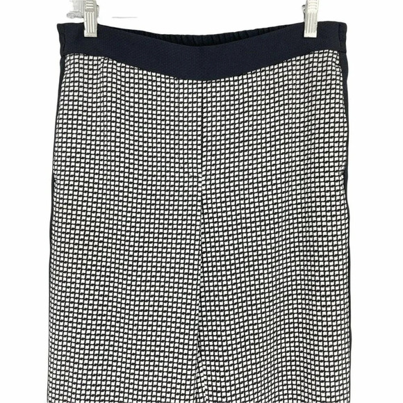H&M Pants Women's Sz M Straight Wide Leg Pull on Elastic Waist Lined Black White - Picture 4 of 10